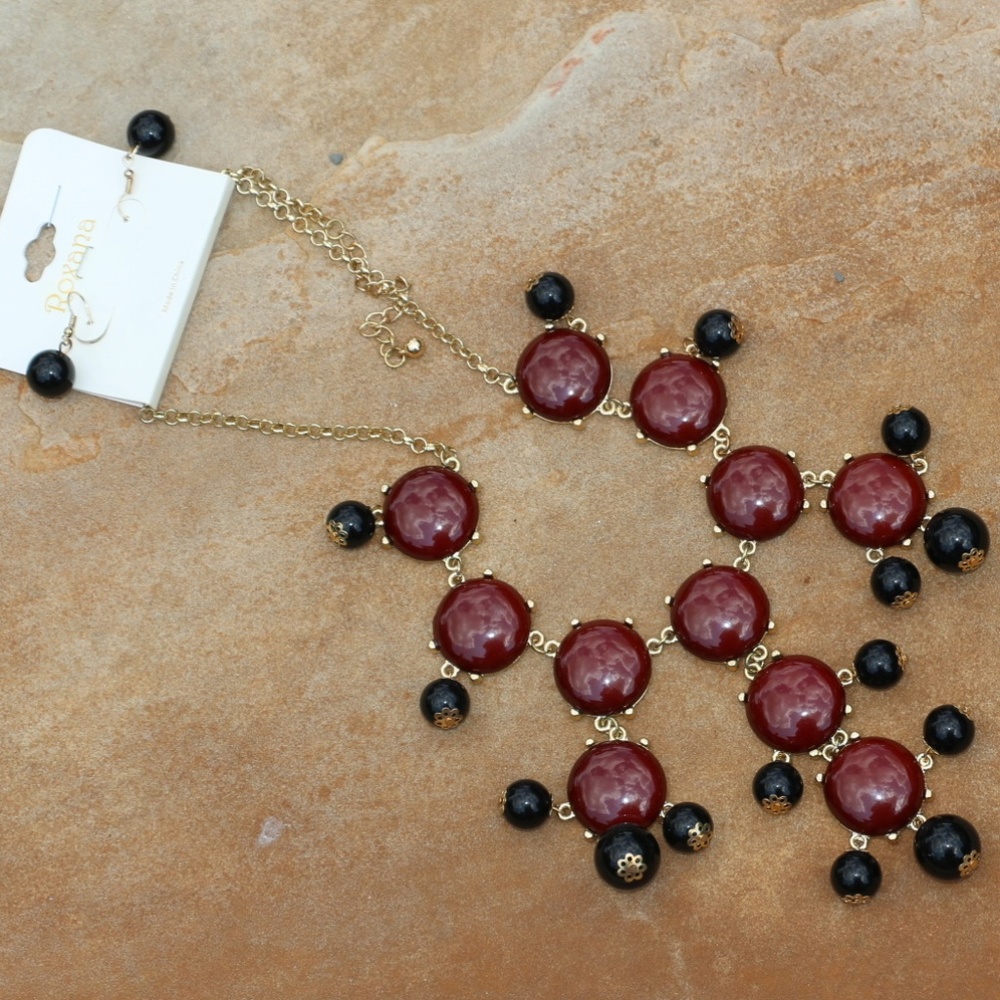 NEW Long Chunky Boho Bubble Statement Necklace Set